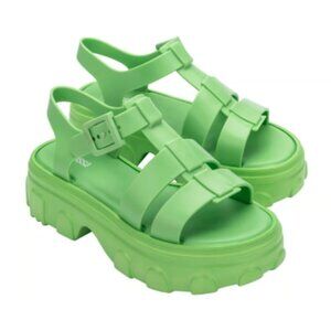 Melissa Ella Platform Jelly Sandals Sz 7 in Green Y2K